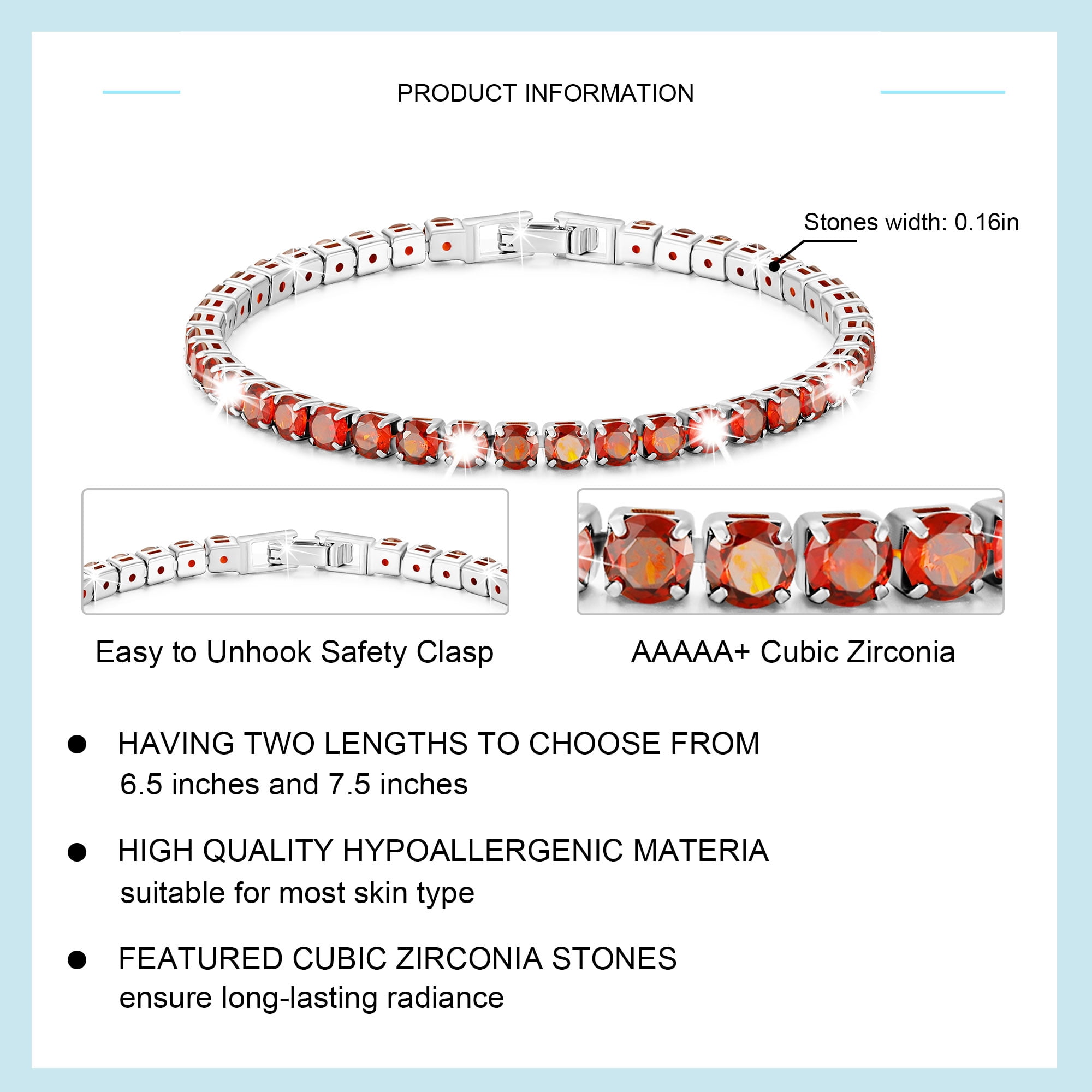 APSVO S925 Sterling Silver Plated Tennis Bracelets for Women Girls CZ April Birthstone Bracelets with Crystal Birthday Graduation Mothers Day Jewelry Gifts Teen Her Mom Adult Kids Ideas - Image 2