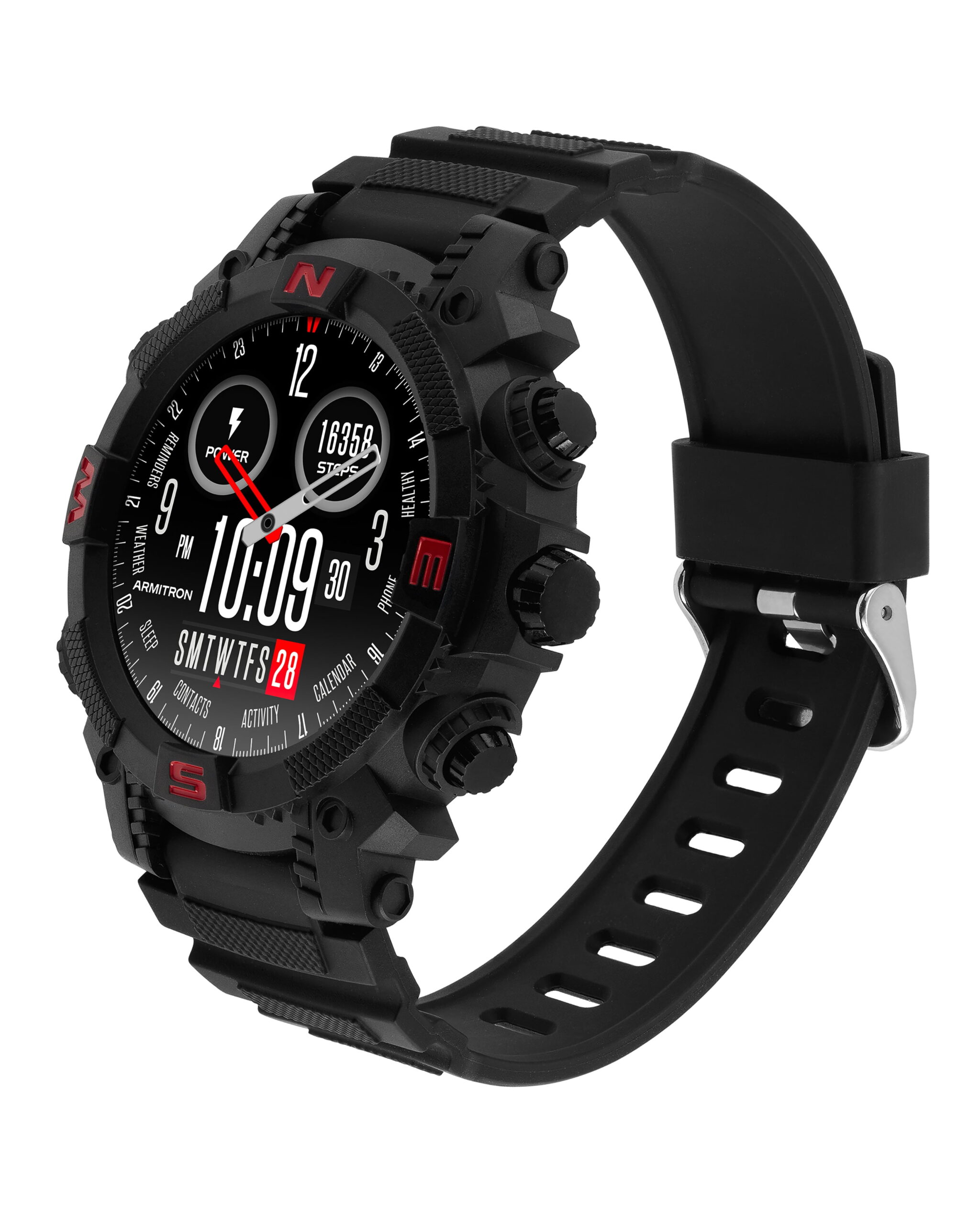 Armitron Sync Adult 53mm w/Voice Assistant & Backlight Smart Watch w/Charging Cable & Watch Band, Black - Image 5