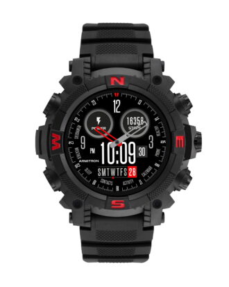 Armitron Sync Adult 53mm w/Voice Assistant & Backlight Smart Watch w/Charging Cable & Watch Band, Black