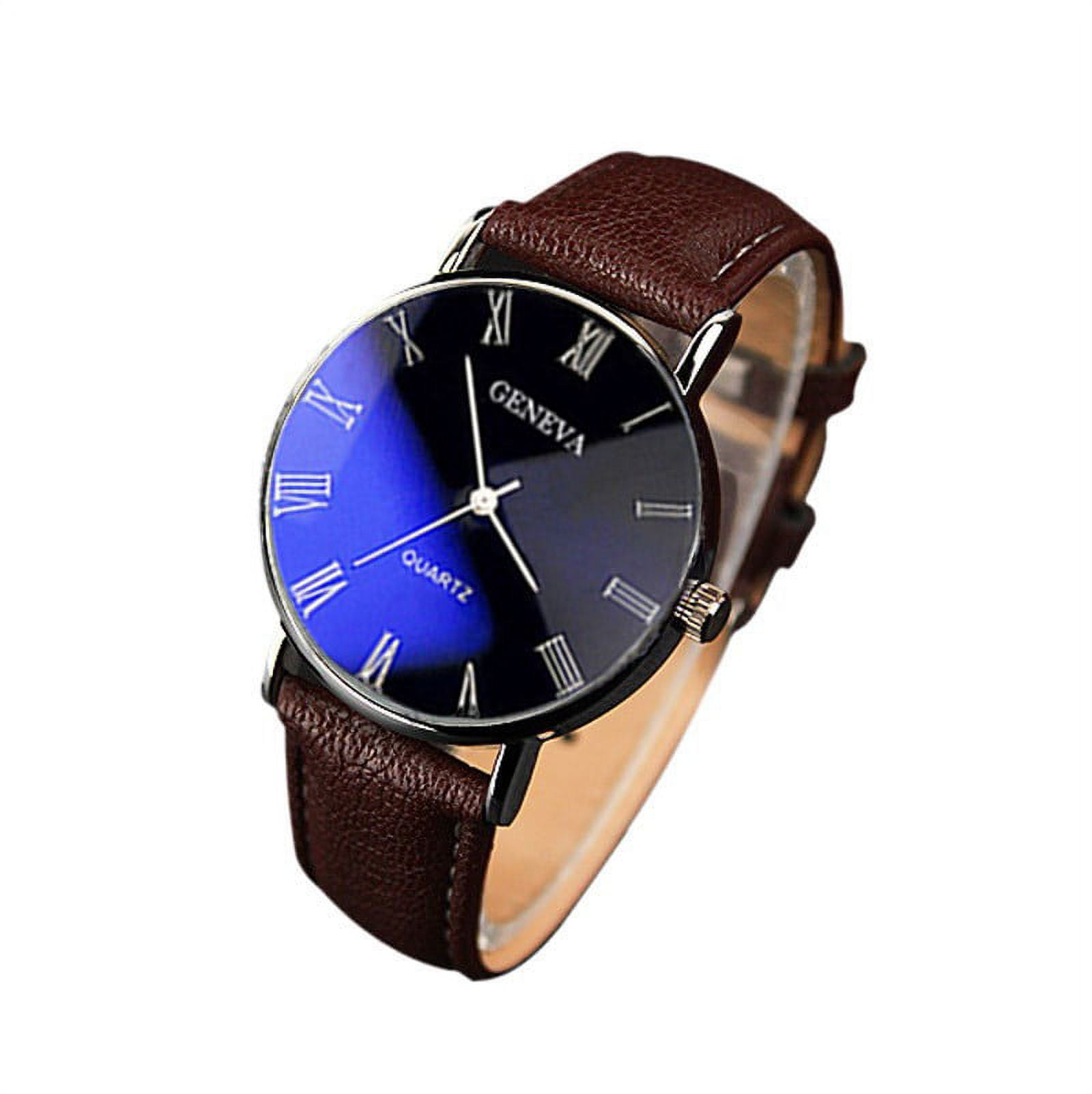 Ausyst Men's Watch Fashion Luxury Faux Leather Mens Quartz Analog Watch Watches Watches for Men on Sale Clearance - Image 2