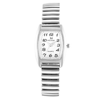 Avaner Women's Big Dial Easy Reader Watch Gold/Silver Tone Elastic Stretch Band Wristwatch
