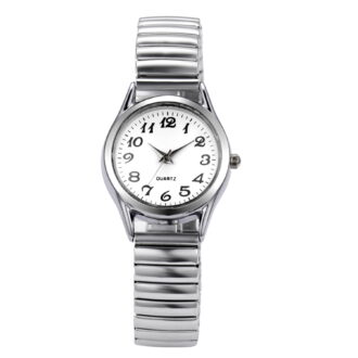 Avaner Women's Ultra Thin Easy Reader Watch with Elastic Strap Golden/Silver Tone Stretch Band Watches