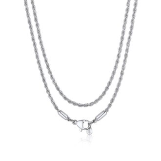 Bandmax 2MM Rope Chain Necklace for Men Women 22 Inch Stainless Steel Thin Twist Chain for Pendant Necklaces Jewelry Gift for Birthday