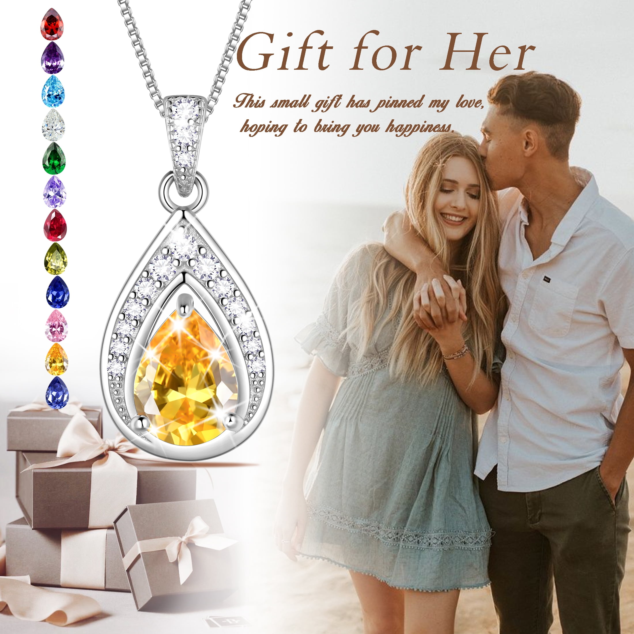 Beautlace 925 Sterling Silver Teardrop December Tanzanite Birthstone Necklace,Pear Cut Pendant Necklace Jewelry Birthday Christmas Gifts for Women/ Wife /Lover - Image 3