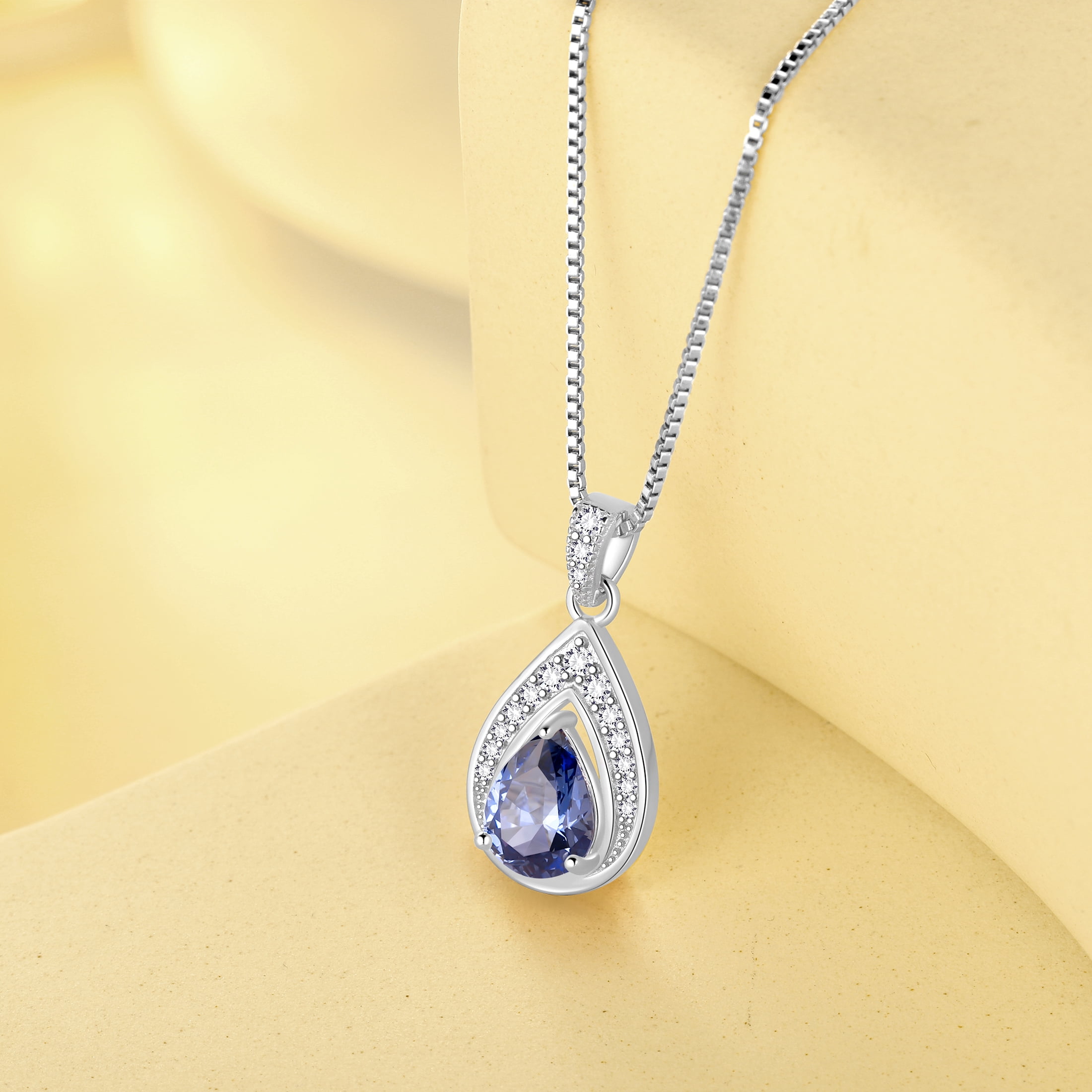 Beautlace 925 Sterling Silver Teardrop December Tanzanite Birthstone Necklace,Pear Cut Pendant Necklace Jewelry Birthday Christmas Gifts for Women/ Wife /Lover - Image 4