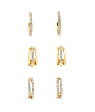 Believe By Brilliance 14kt Gold Flash Plated Cubic Zirconia Earring Set - 3 Pairs"