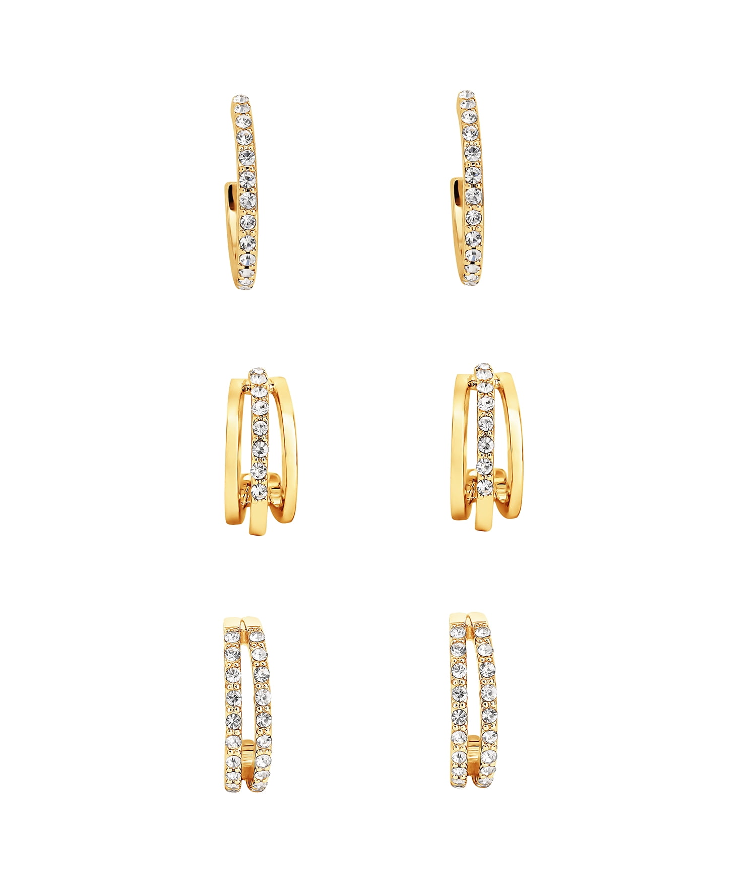 Believe By Brilliance 14kt Gold Flash Plated Cubic Zirconia Earring Set - 3 Pairs"