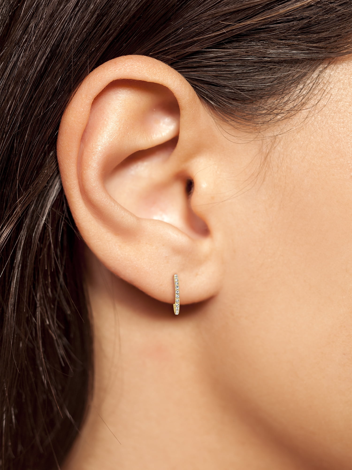 Believe By Brilliance 14kt Gold Flash Plated Cubic Zirconia Earring Set - 3 Pairs" - Image 3