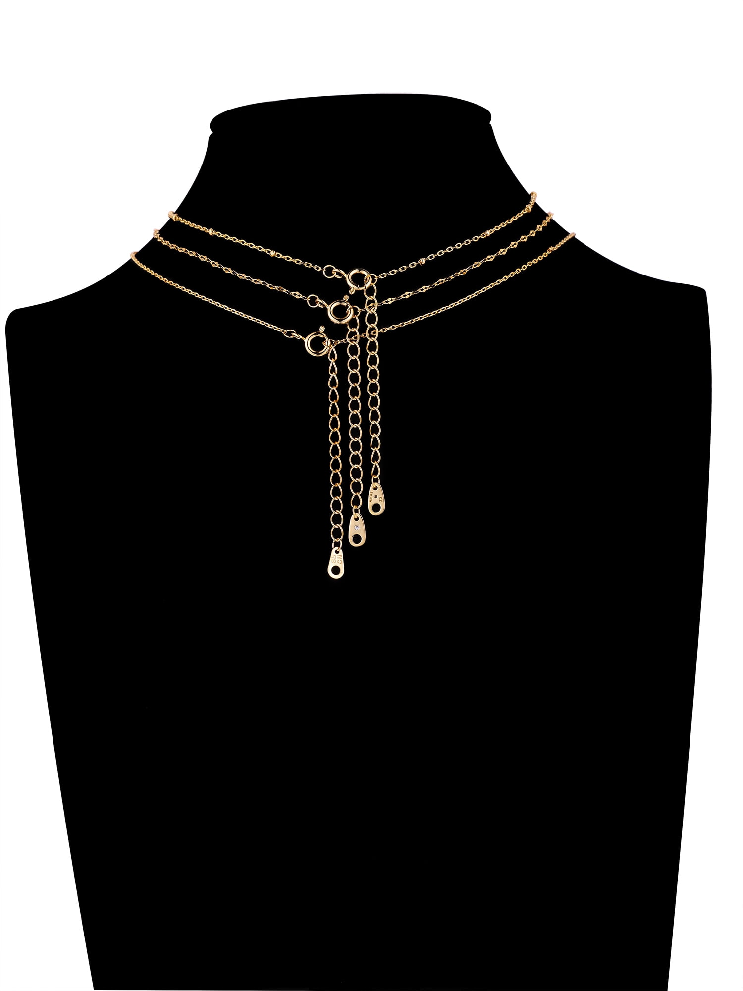 Believe by Brilliance A Triple Chain Initial Necklace Set in 14KT Gold Flash Plated Brass - Image 3
