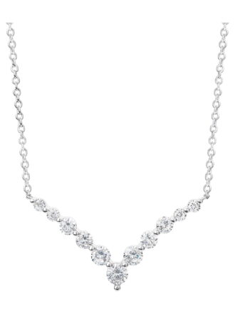 Believe By Brilliance Fine Silver Plated Cubic Zirconia V Shape Necklace 18+2"