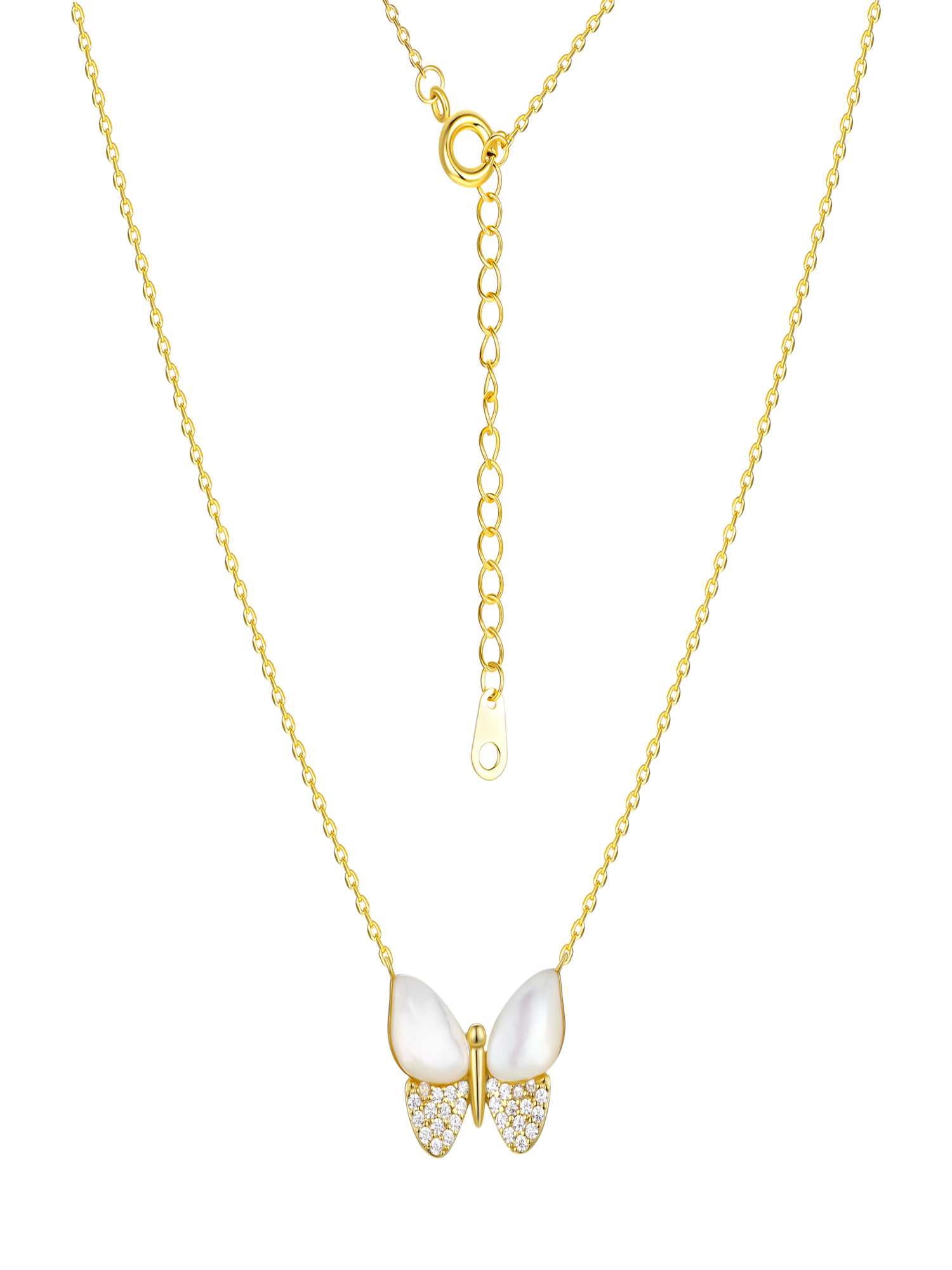Believe by Brilliance Mother of Pearl & Cubic Zirconia Butterfly Necklaces in 14KT Gold Flash Plated - Image 5