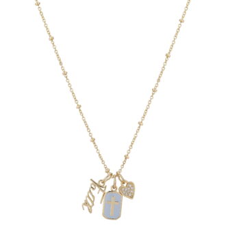 Believe by Brilliance Women's 14Kt Gold Flash Plated Cubic Zirconia "Faith" Charm Necklace, 18+2"