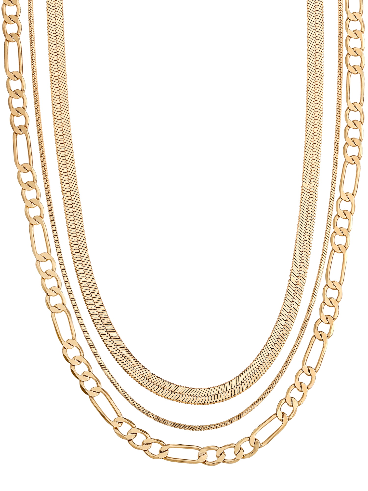 Believe by Brilliance - Women's 14kt Gold Flash Plated Triple Layer Necklace Set