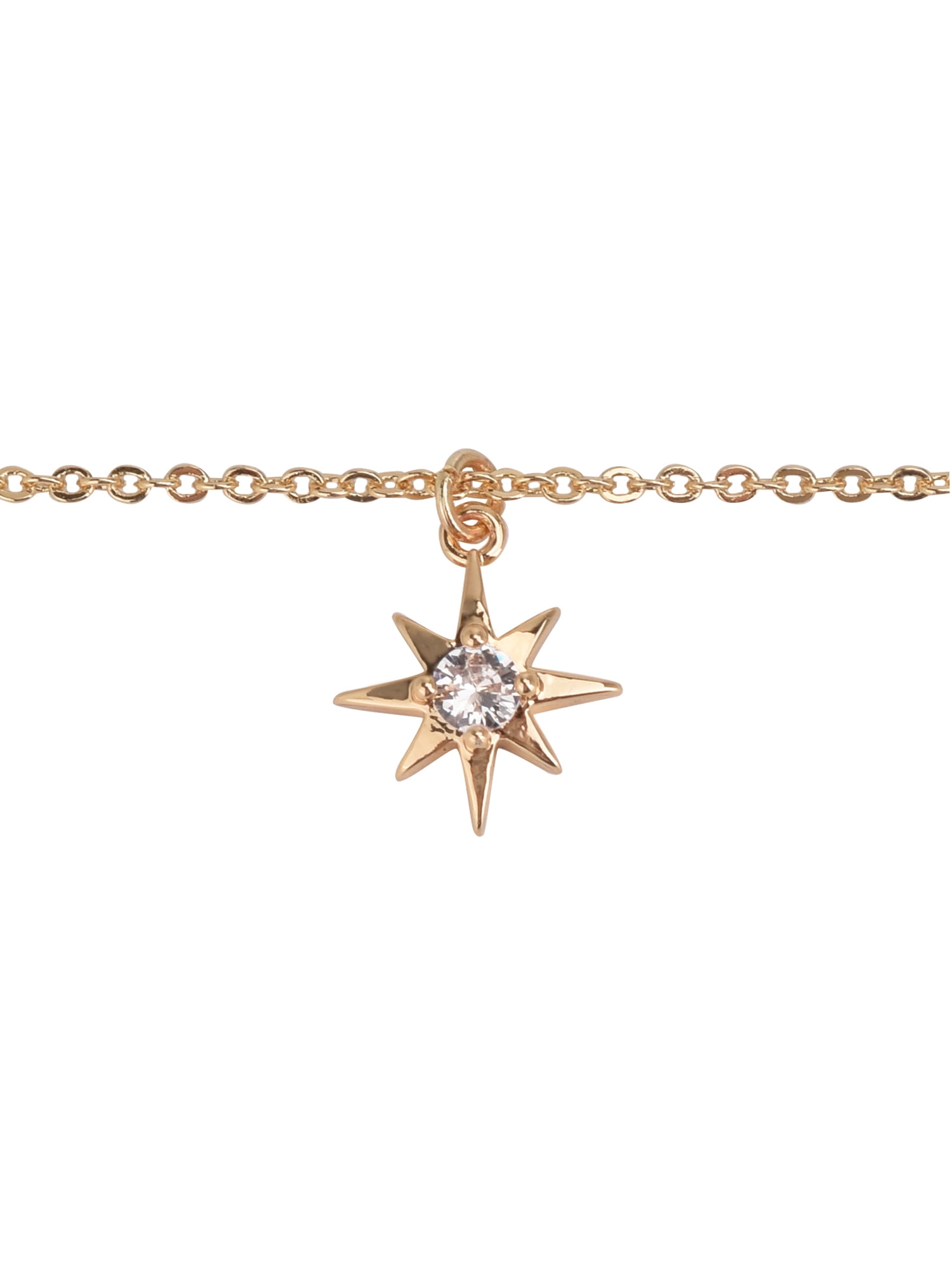 Believe by Brilliance Women's Adult Female 14kt Gold Flash Plated Moon and Stars with CZ Layered Necklace - Image 3