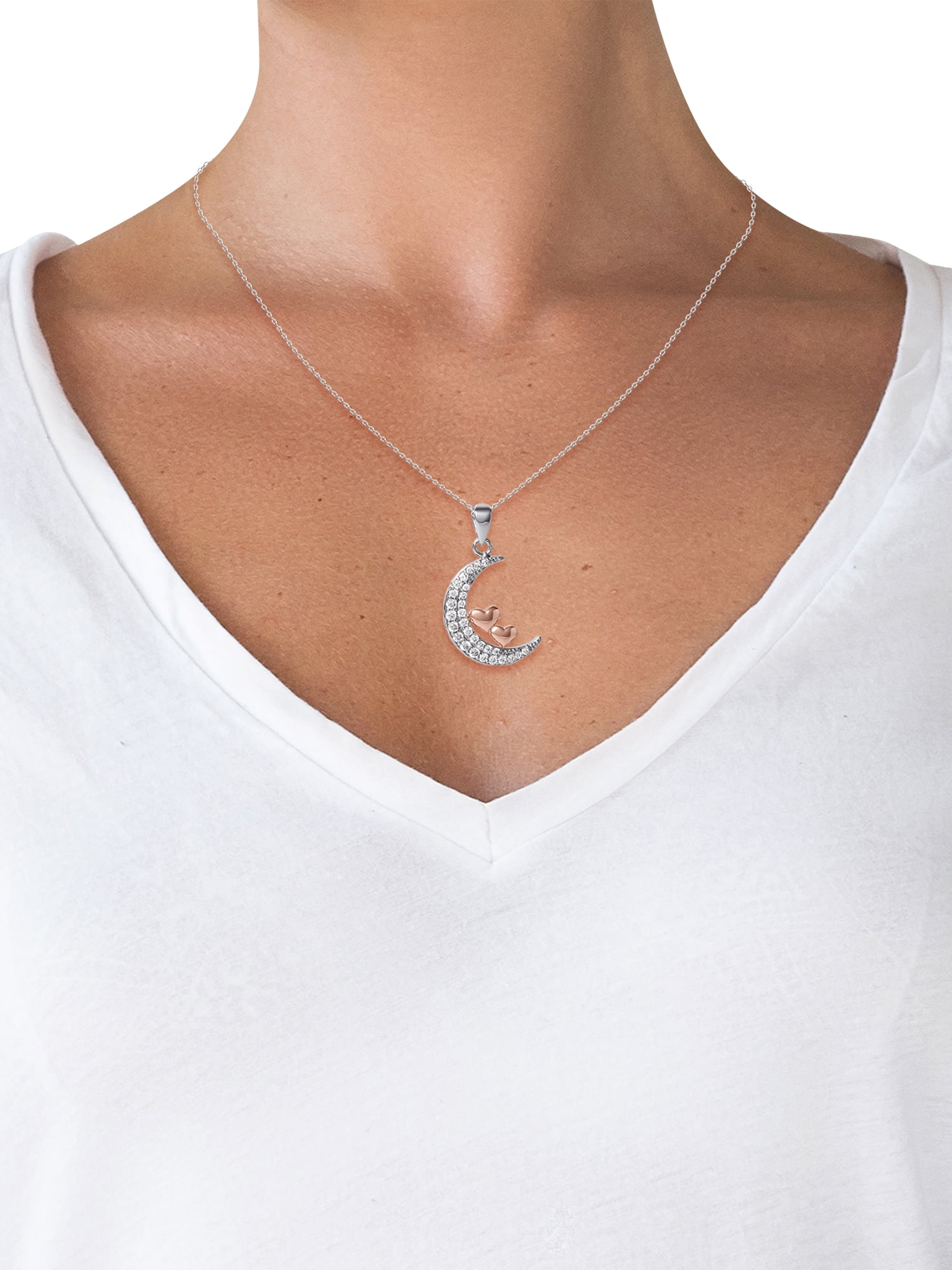 Believe by Brilliance, Women's Brass Pink Gold Plated Cubic Zirconia Pendant, 18" +2" - Image 2