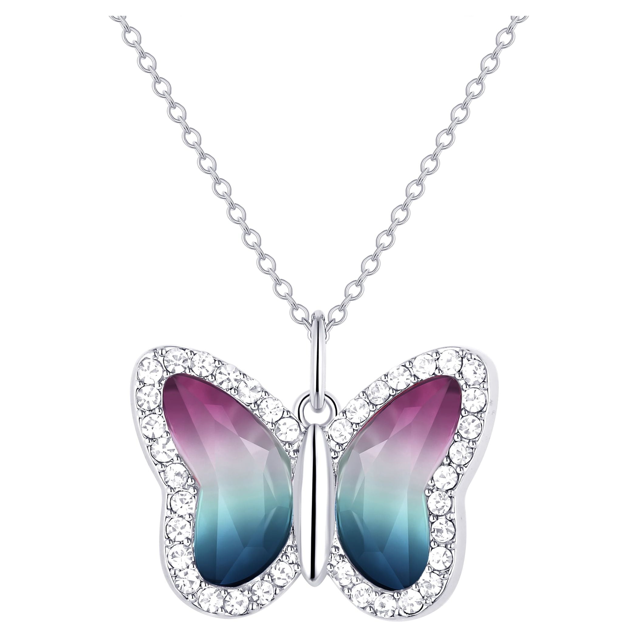 Believe by Brilliance Women's Crystal Butterfly Set in Fine Silver Plated Brass - Image 2