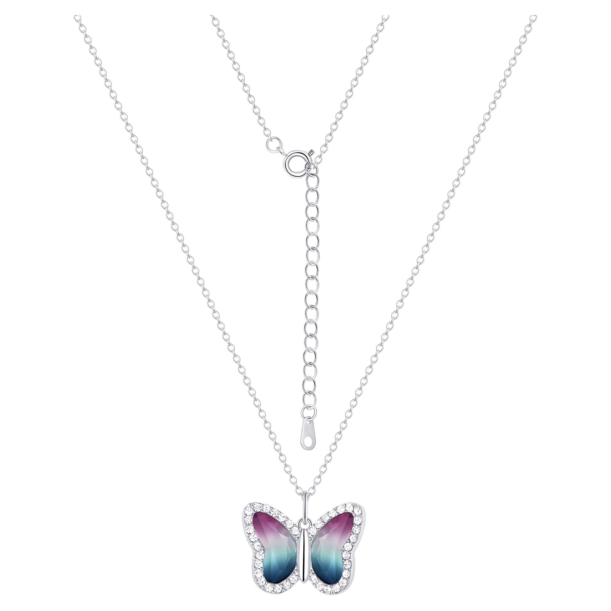 Believe by Brilliance Women's Crystal Butterfly Set in Fine Silver Plated Brass - Image 4