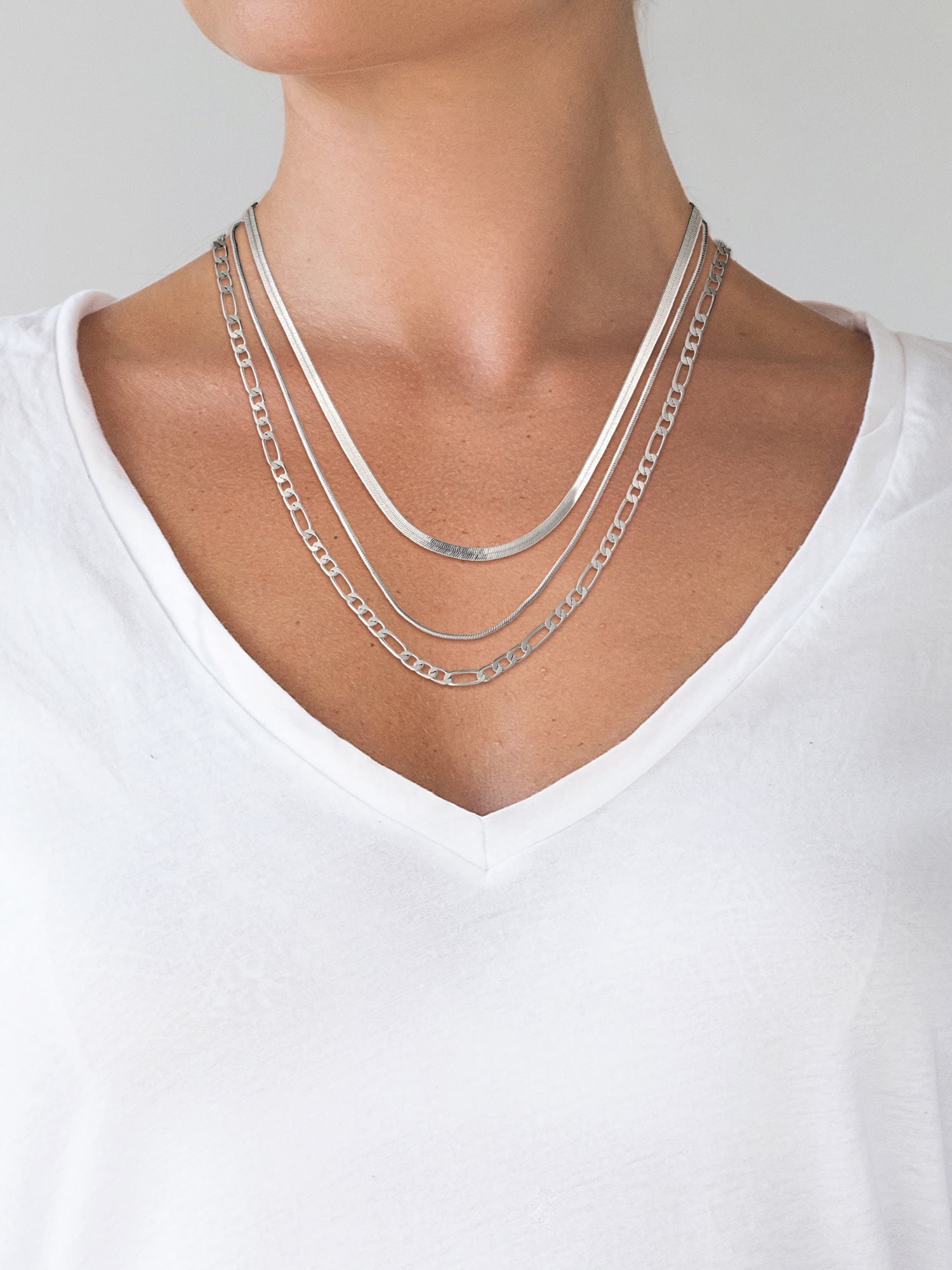 Believe by Brilliance Women's Fine Silver Plated Triple Layer Necklace Set - Image 4