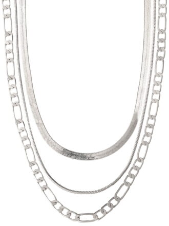 Believe by Brilliance Women's Fine Silver Plated Triple Layer Necklace Set