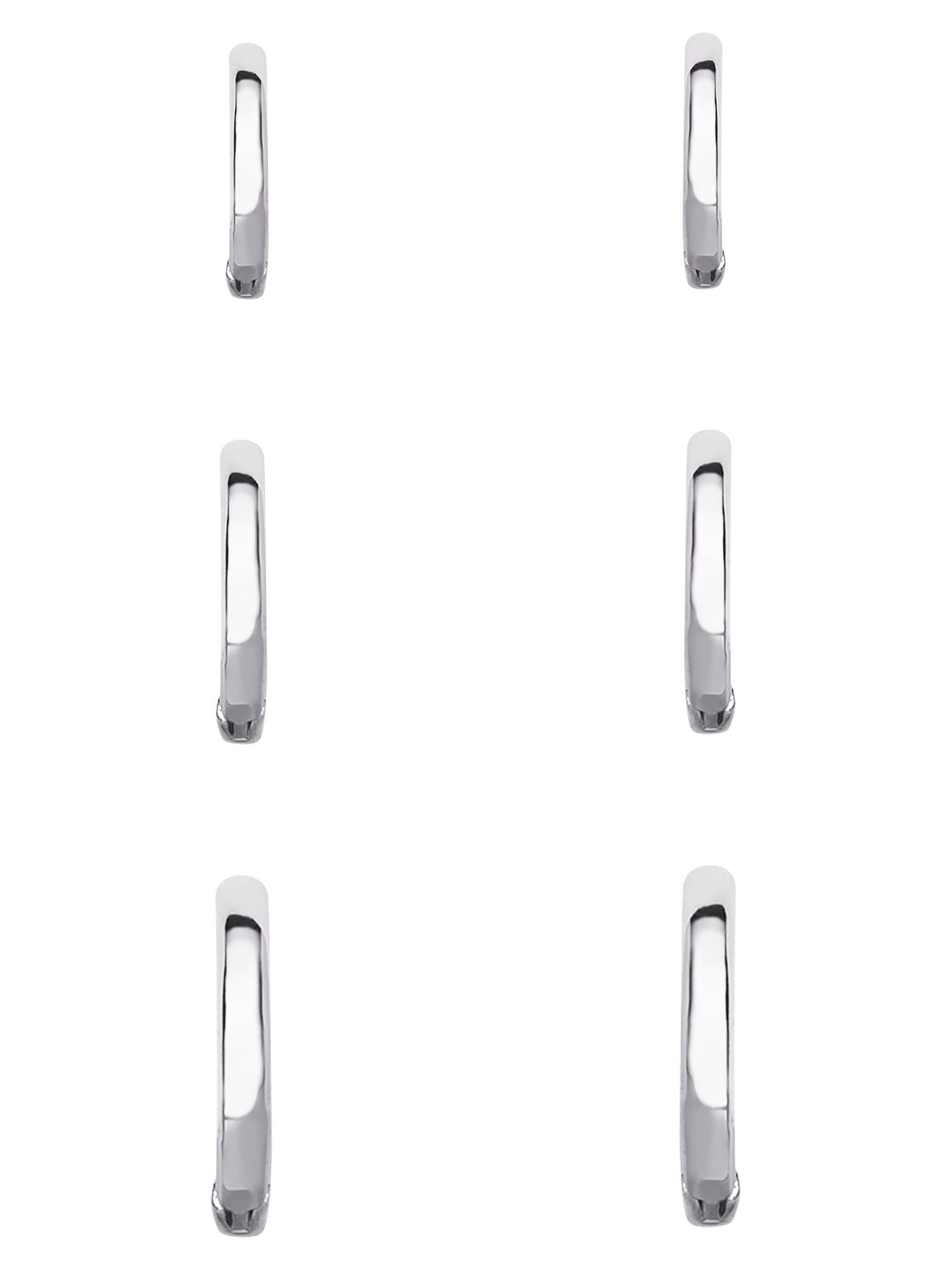 Believe by Brilliance Women's Set of Three Fine Silver Plated Graduated Polished Hoop Set - Image 4