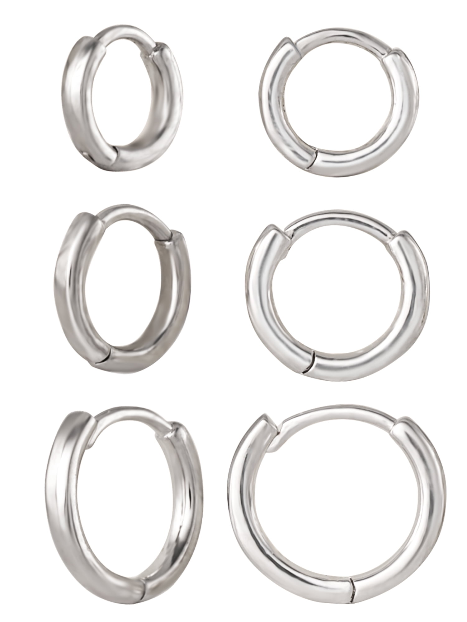 Believe by Brilliance Women's Set of Three Fine Silver Plated Graduated Polished Hoop Set - Image 2