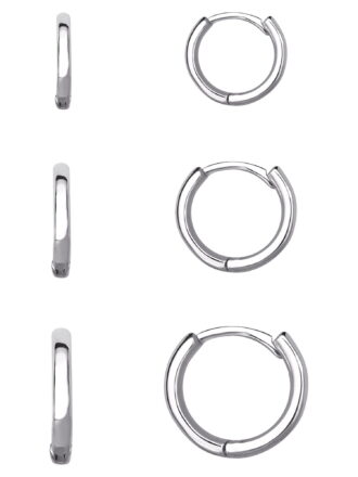 Believe by Brilliance Women's Set of Three Fine Silver Plated Graduated Polished Hoop Set