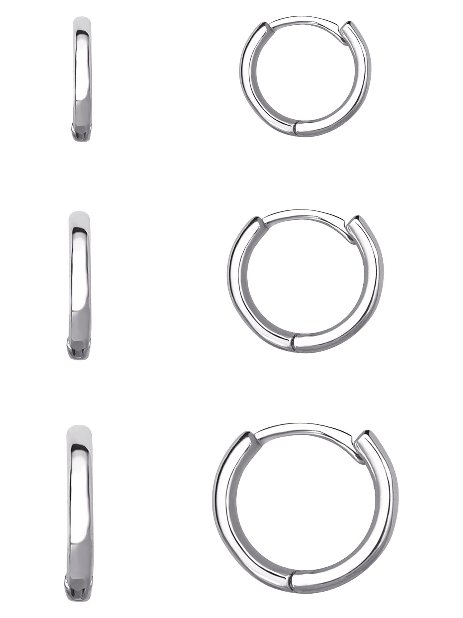 Believe by Brilliance Women's Set of Three Fine Silver Plated Graduated Polished Hoop Set