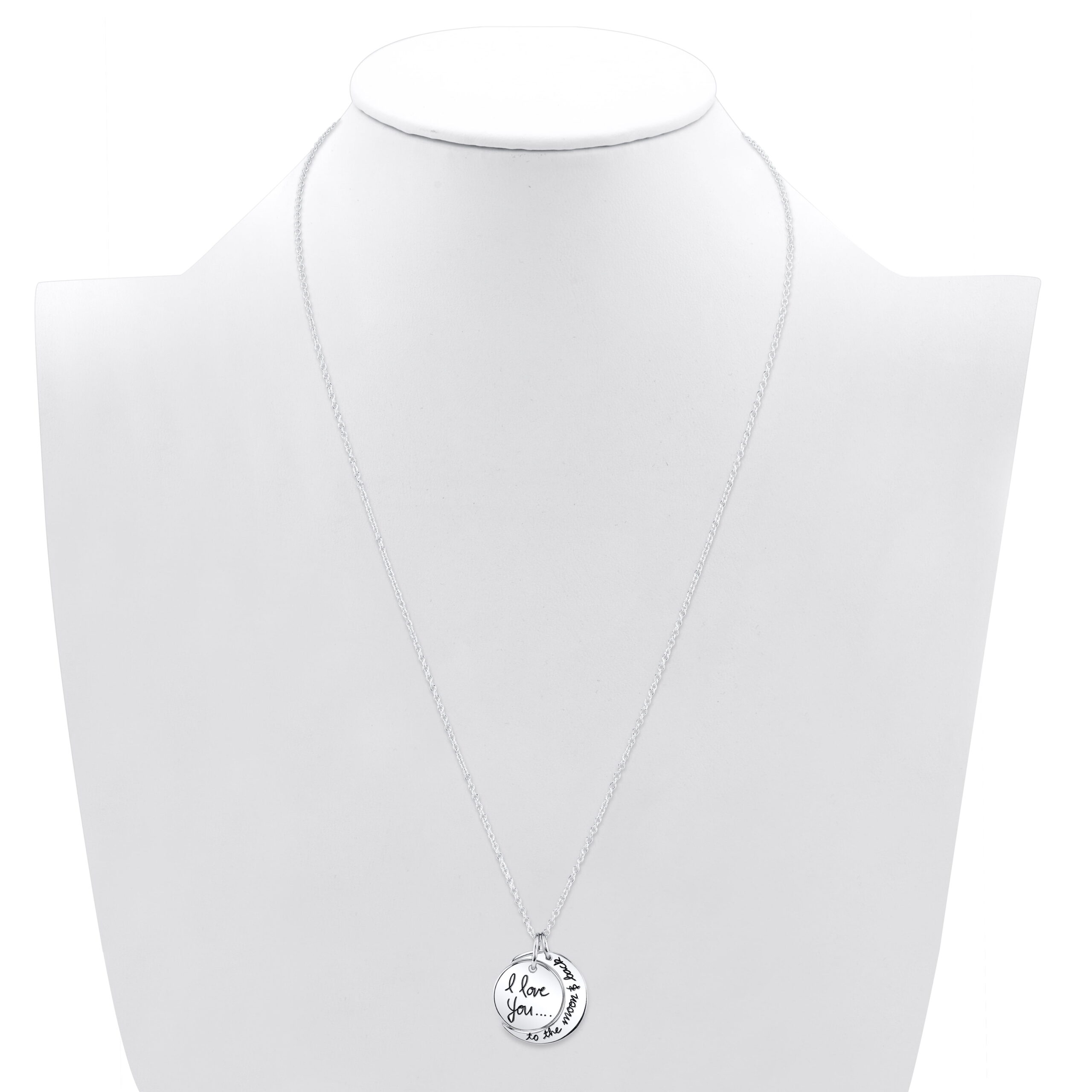 Believe by Brilliance Women's Sterling Silver "I Love You to the Moon & Back" Pendant Necklace, 18" - Image 3