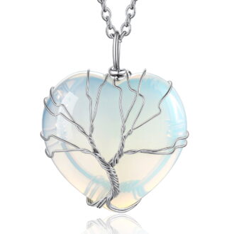 Bestyle Tree of Life Heart Crystal Necklaces for Women, Moonstone Necklace June Birthstone Pendant Christmas Jewelry Gifts for Mom Wife Grandma
