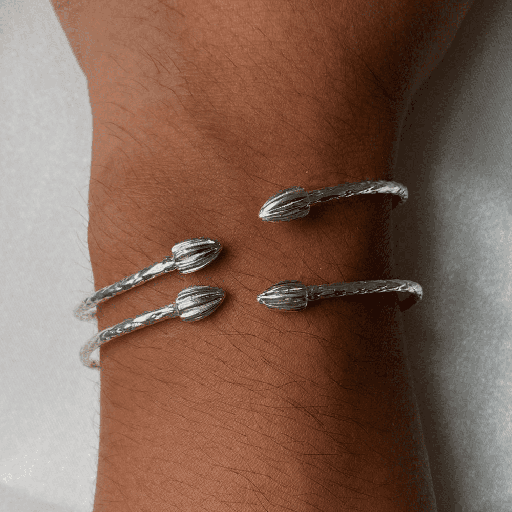 Better Jewelry Cocoa Pods.925 Sterling Silver West Indian Bangles - PAIR (Made in USA) - Image 5