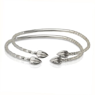 Better Jewelry Cocoa Pods.925 Sterling Silver West Indian Bangles - PAIR (Made in USA)