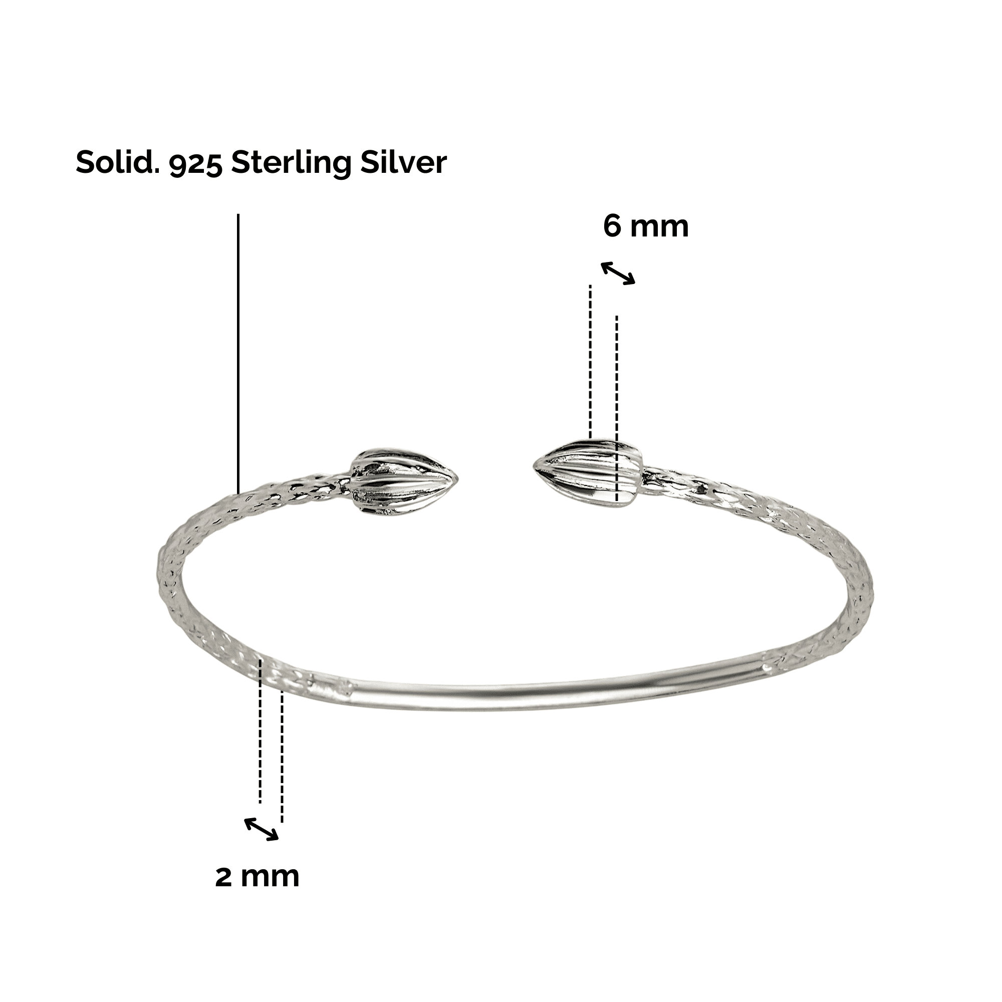 Better Jewelry Cocoa Pods.925 Sterling Silver West Indian Bangles - PAIR (Made in USA) - Image 4