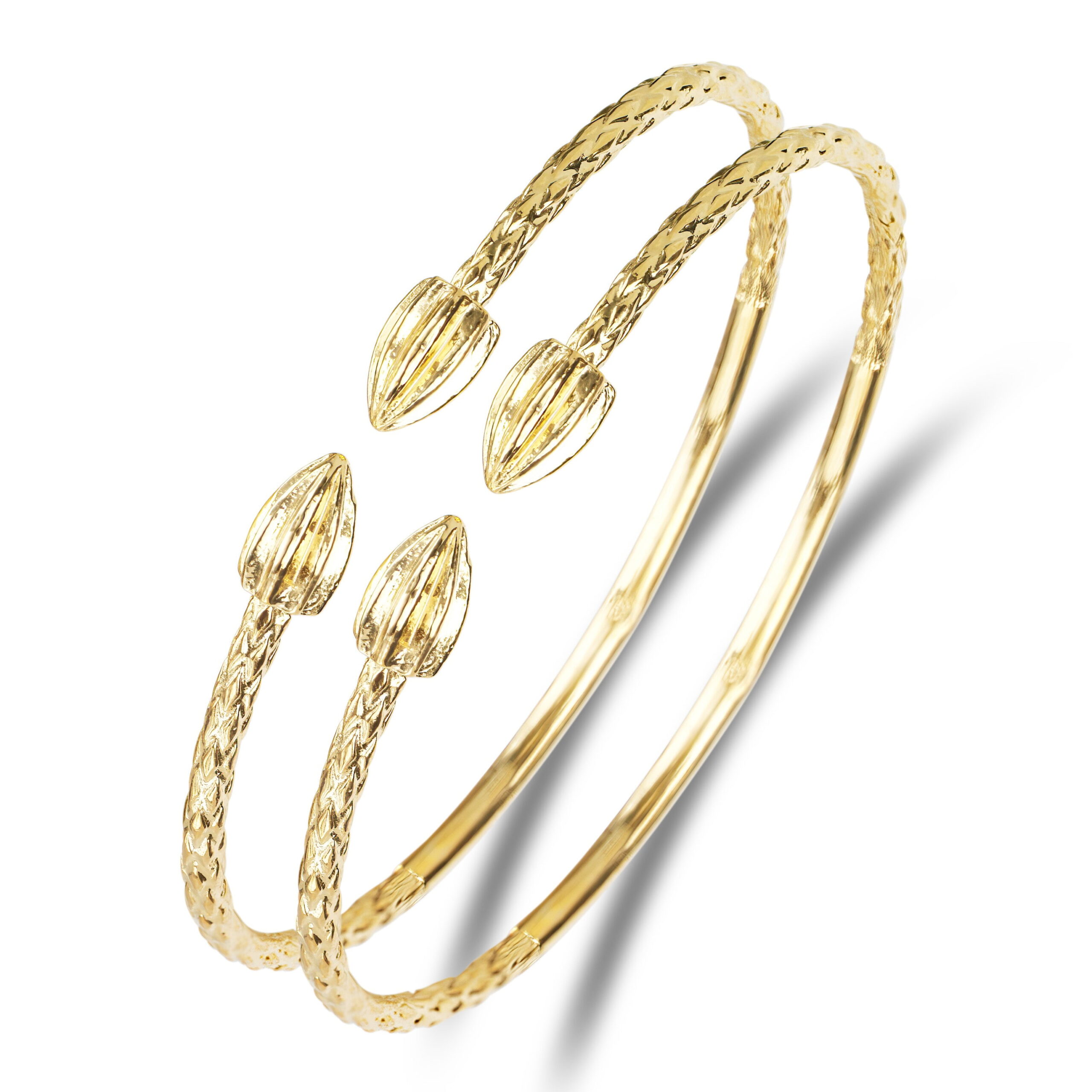 Better Jewelry Cocoa Pods.925 Sterling Silver West Indian Bangles - PAIR (Made in USA) - Image 2