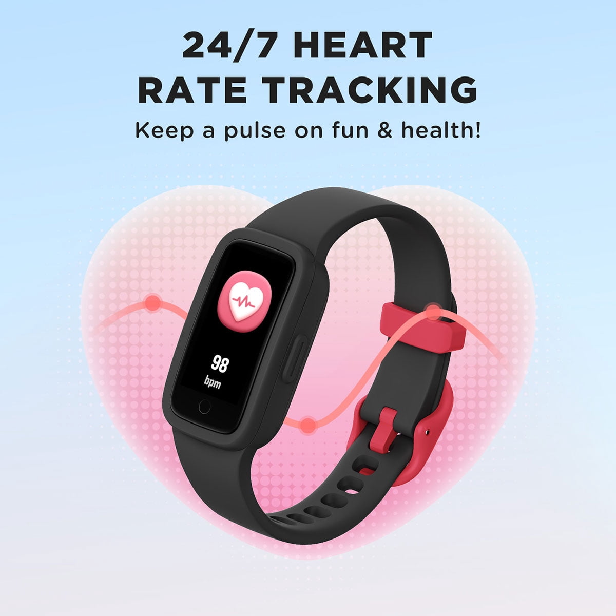 BIGGERFIVE Vigor 3 Kids Fitness Tracker Watch with AMOLED Screen, Optional App Connection, 3ATM Waterproof Smart Watch with Heart Rate and Sleep Monitor, Pedometer for Boys Ages 5-15, Black - Image 2