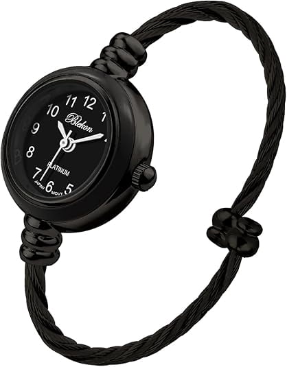 Blekon Collections Women's Cuff Watch - Round Analog Display Arabic Numbers 23mm Case Wire Bracelet Watch for Women Elegant Cable Cuff Bangle Wrist Watch - Image 3