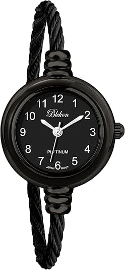 Blekon Collections Women's Cuff Watch - Round Analog Display Arabic Numbers 23mm Case Wire Bracelet Watch for Women Elegant Cable Cuff Bangle Wrist Watch - Image 4