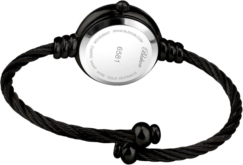 Blekon Collections Women's Cuff Watch - Round Analog Display Arabic Numbers 23mm Case Wire Bracelet Watch for Women Elegant Cable Cuff Bangle Wrist Watch - Image 5