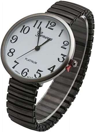 Blekon Collections Women's Super Large Face Stretch Band Watch, Japanese Movement PC21J, Adults