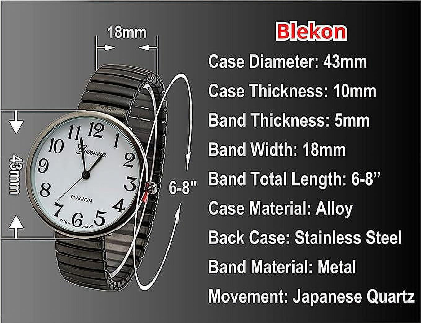 Blekon Collections Women's Super Large Face Stretch Band Watch, Japanese Movement PC21J, Adults - Image 2