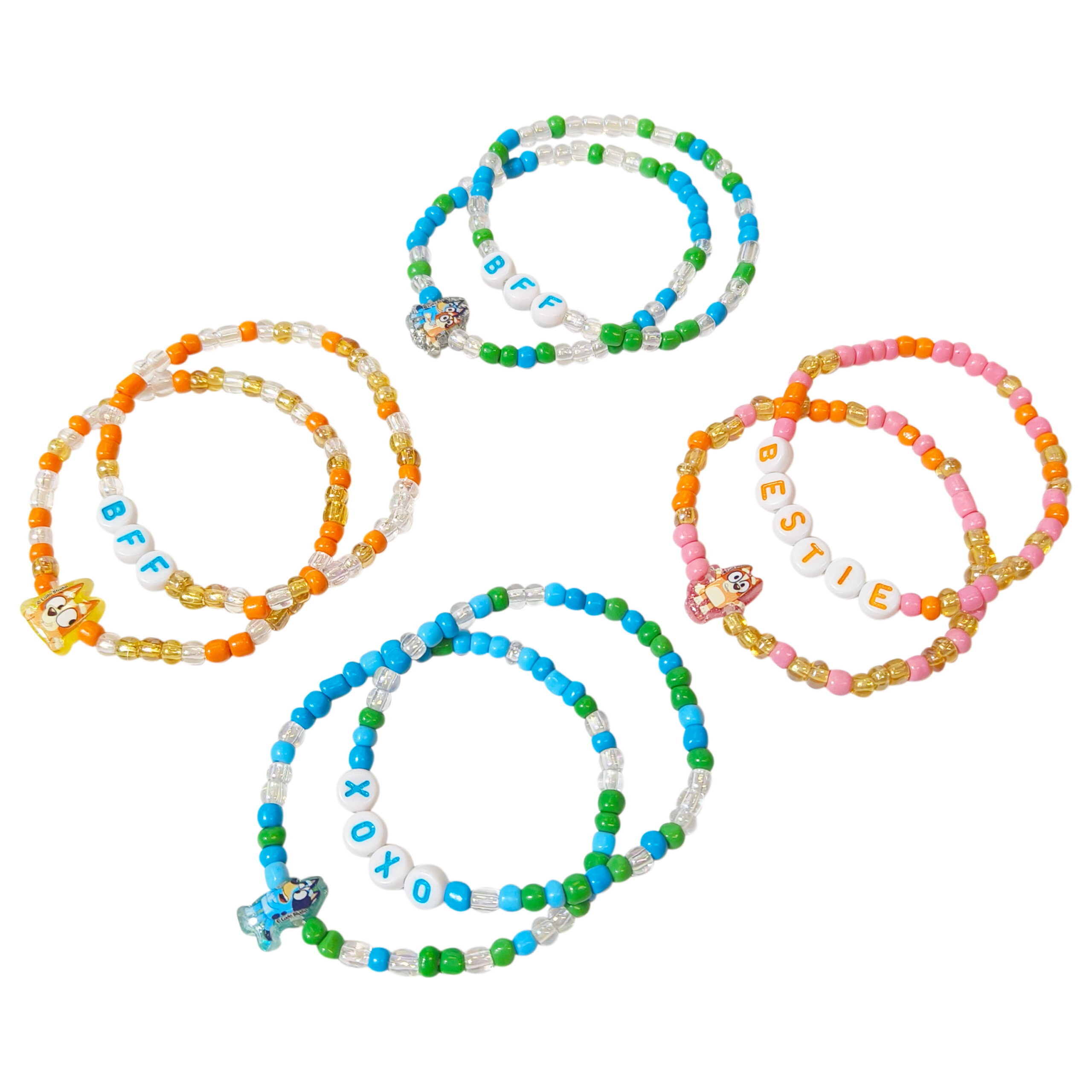 Bluey BFF Beaded Bracelets Set, 8 Unique Designs for Kids, Stretch Bands - Image 2
