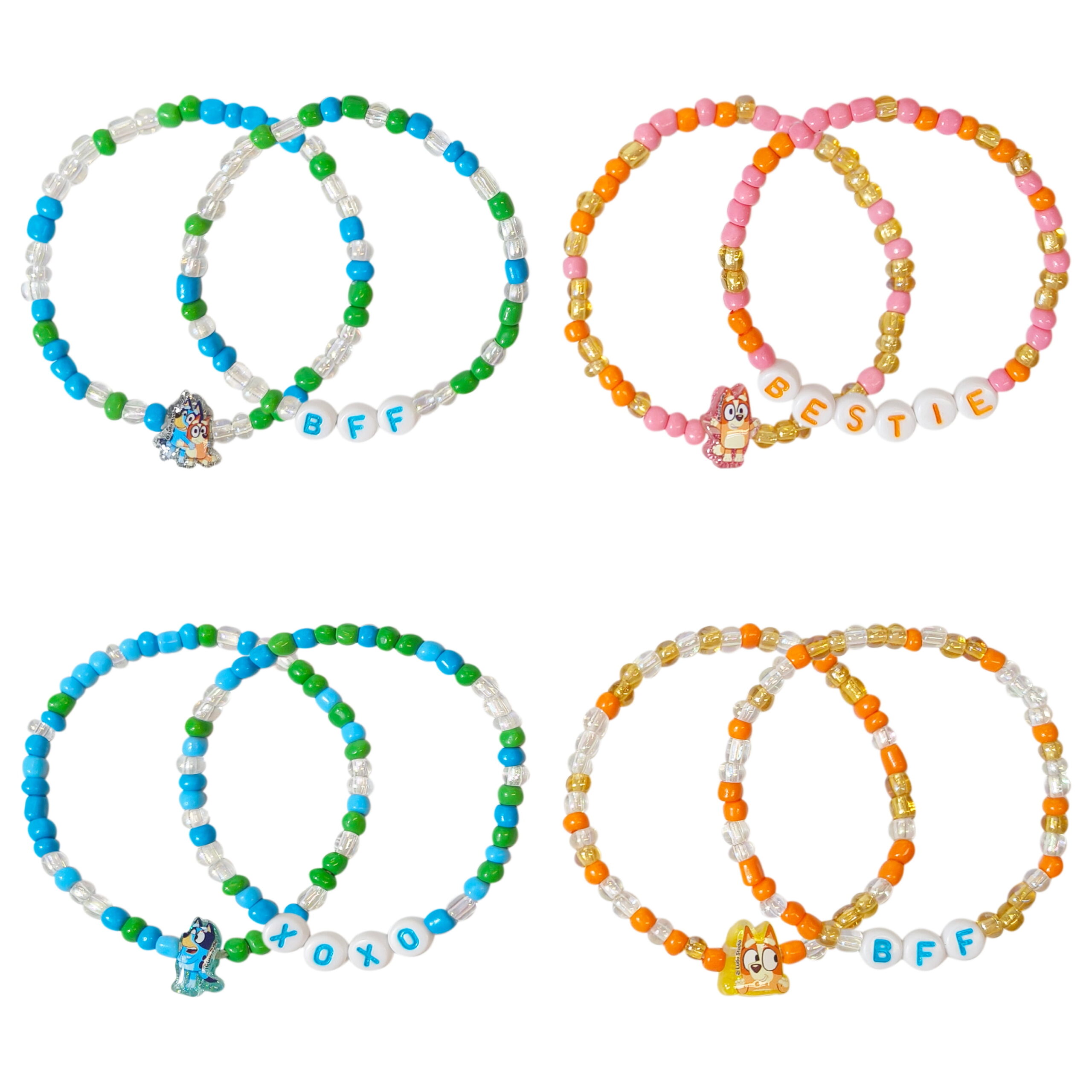 Bluey BFF Beaded Bracelets Set, 8 Unique Designs for Kids, Stretch Bands - Image 3