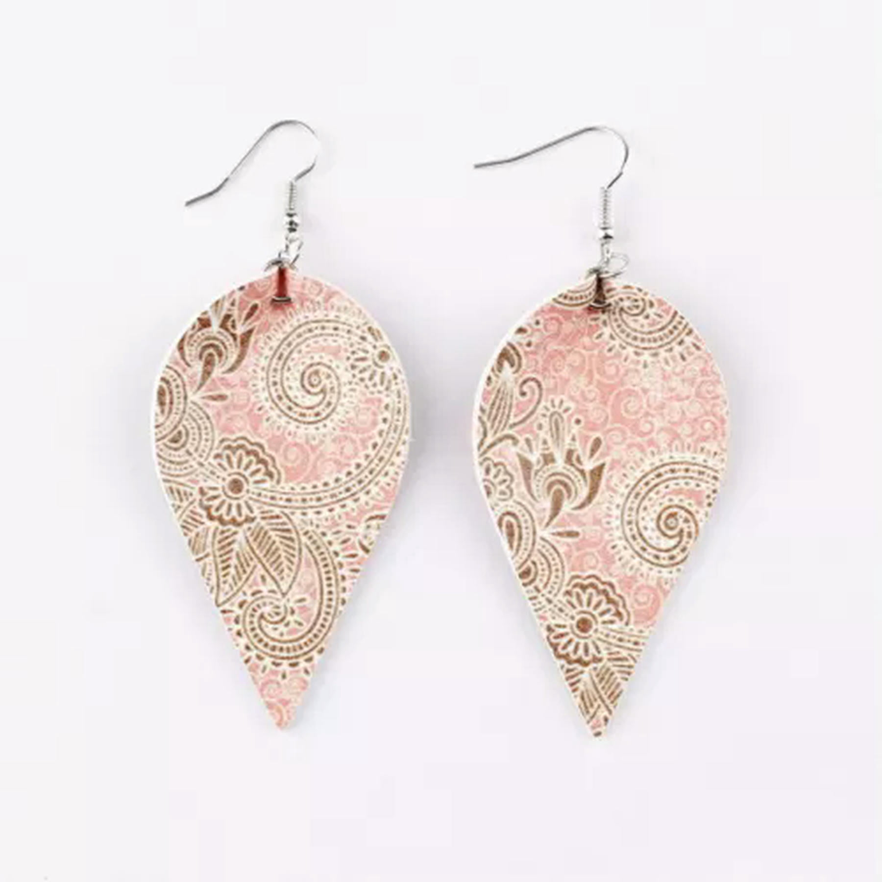 Boho Paisley Flower Teardrop Pinched Leaf Hook Earrings for Women Spring Jewelry - Image 2