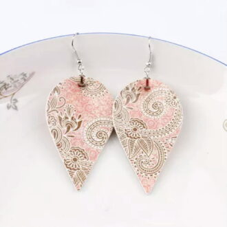 Boho Paisley Flower Teardrop Pinched Leaf Hook Earrings for Women Spring Jewelry