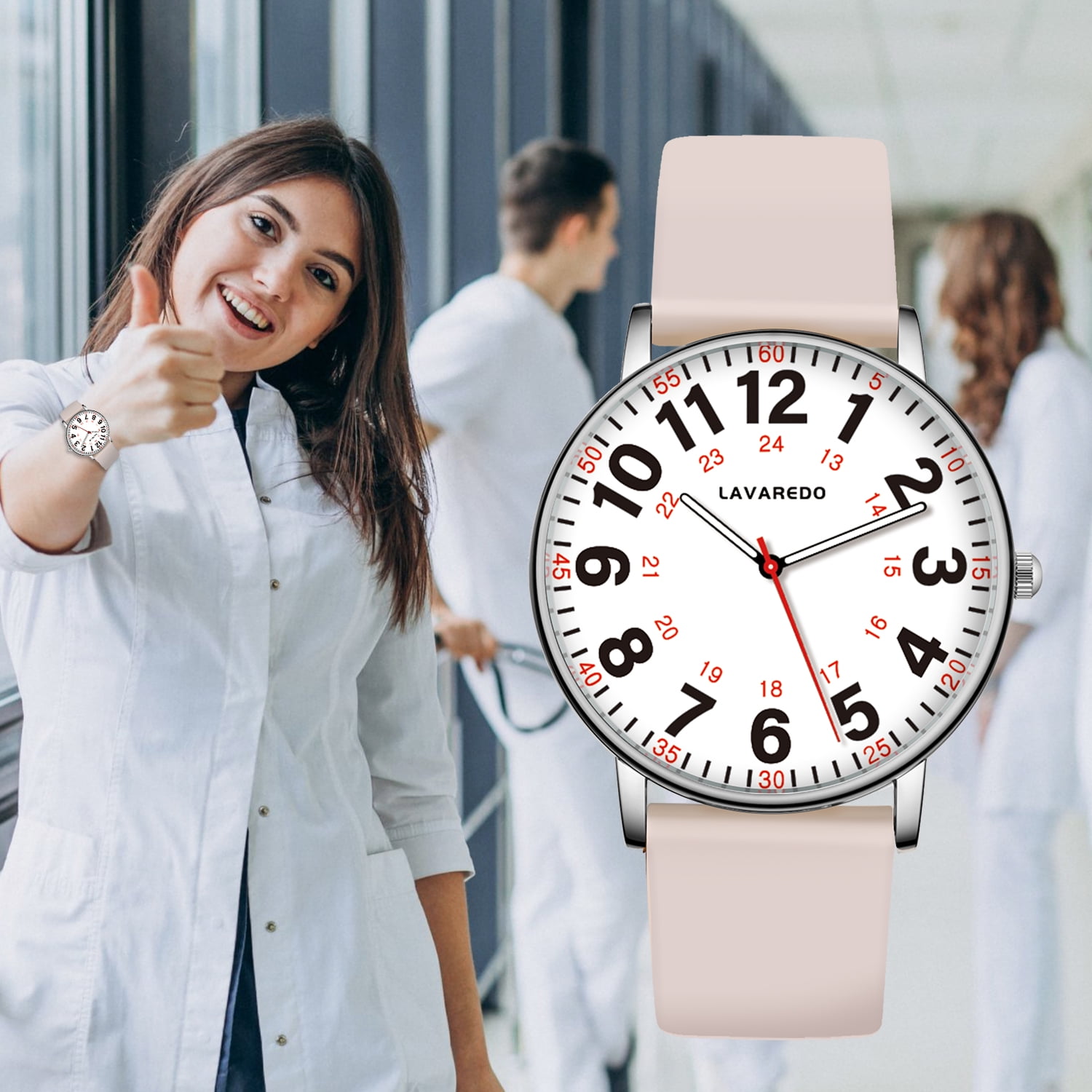Bomieux Watch for Women Nurse Watch for Doctors Luminous Easy Read Dial,12/24 Hours with Second Hand,Silicone Band,Waterproof Watch Gifts for Women - Image 5