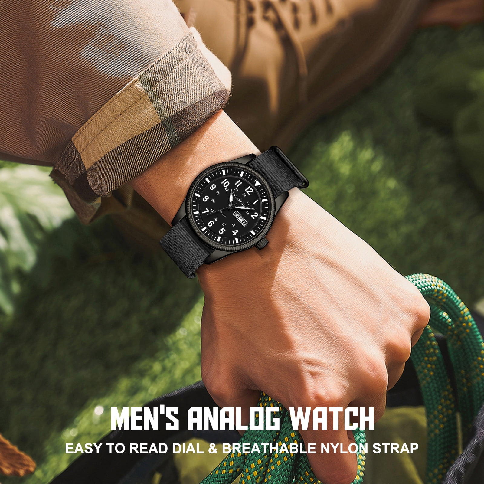 Bomieux Watches for Men Military Sport Watch with Nylon Strap Stylish Luminous Analog Quartz Watch Gift for Men - Image 4