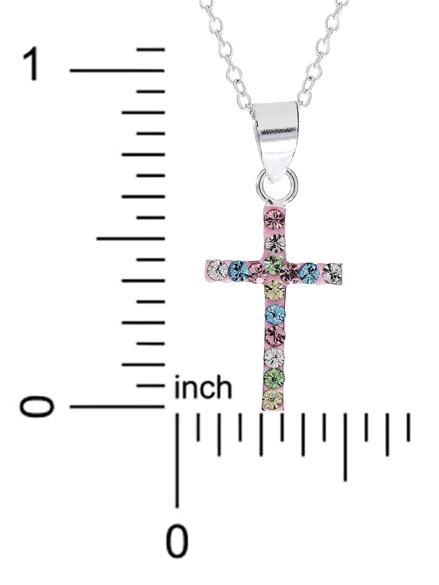 Brilliance Fine- Girl’s Sterling Silver Crystal Cross Pendant, 18” Chain - Image 3