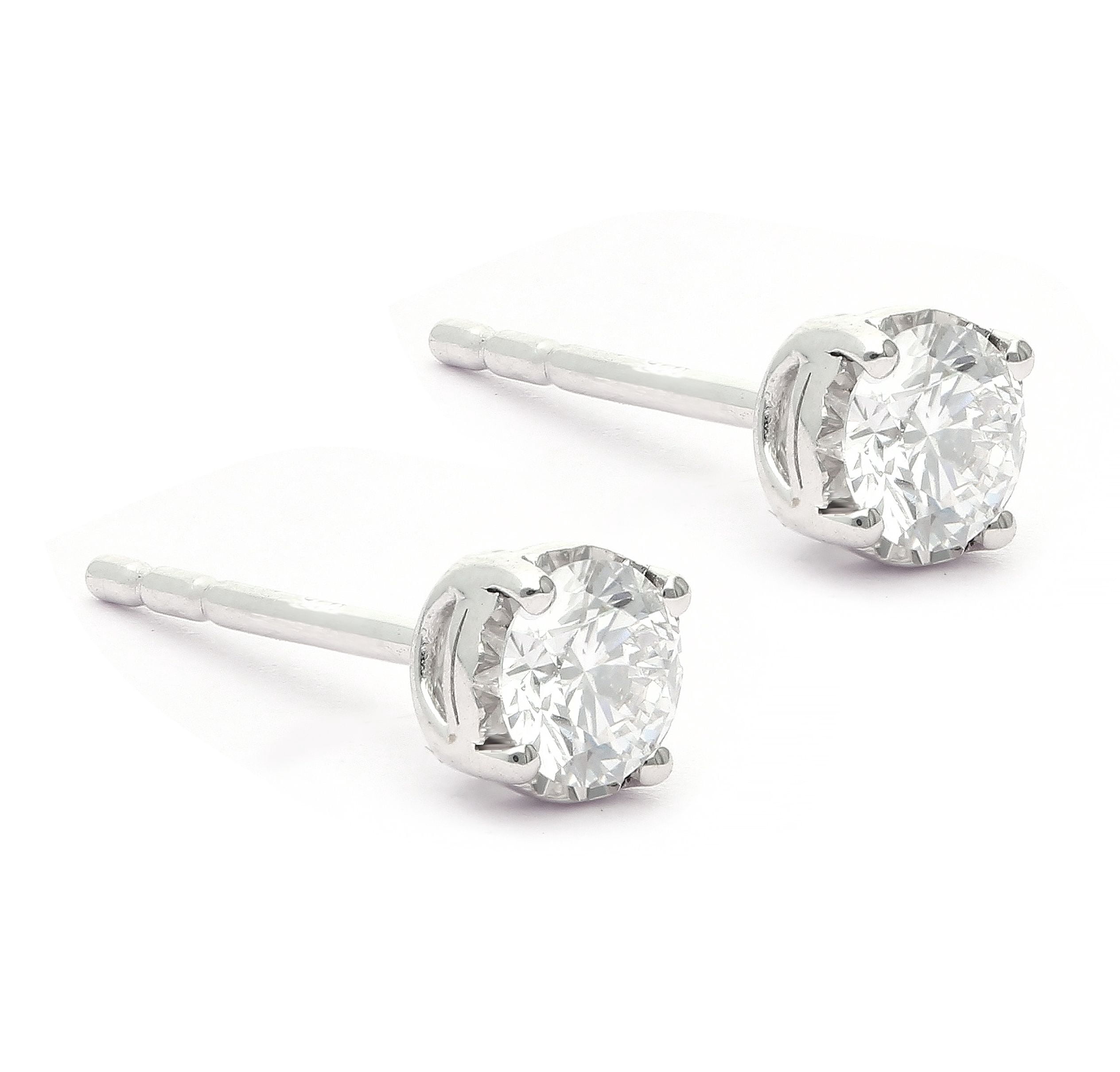 Brilliance Fine Jewelry 1/2 Carat Lab Grown Diamond Solitaire Stud Earring in Sterling Silver (HIJ, SI-I1) - Image 3