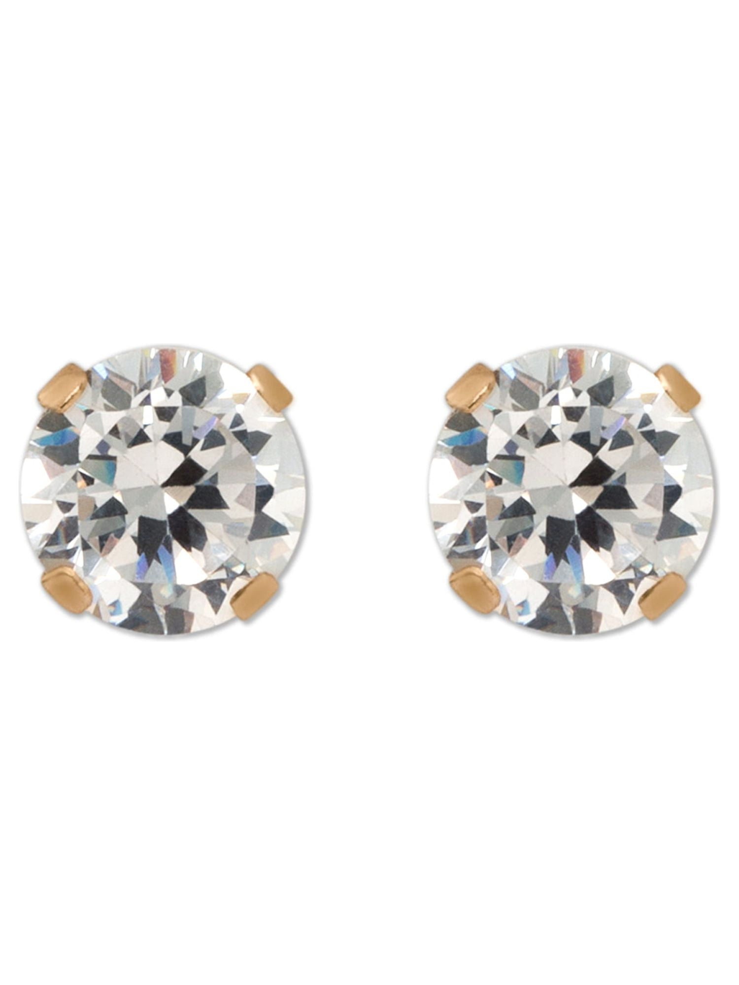 Brilliance Fine Jewelry 10K Gold-Plated Cubic Zirconia Stud Earrings - Image 3