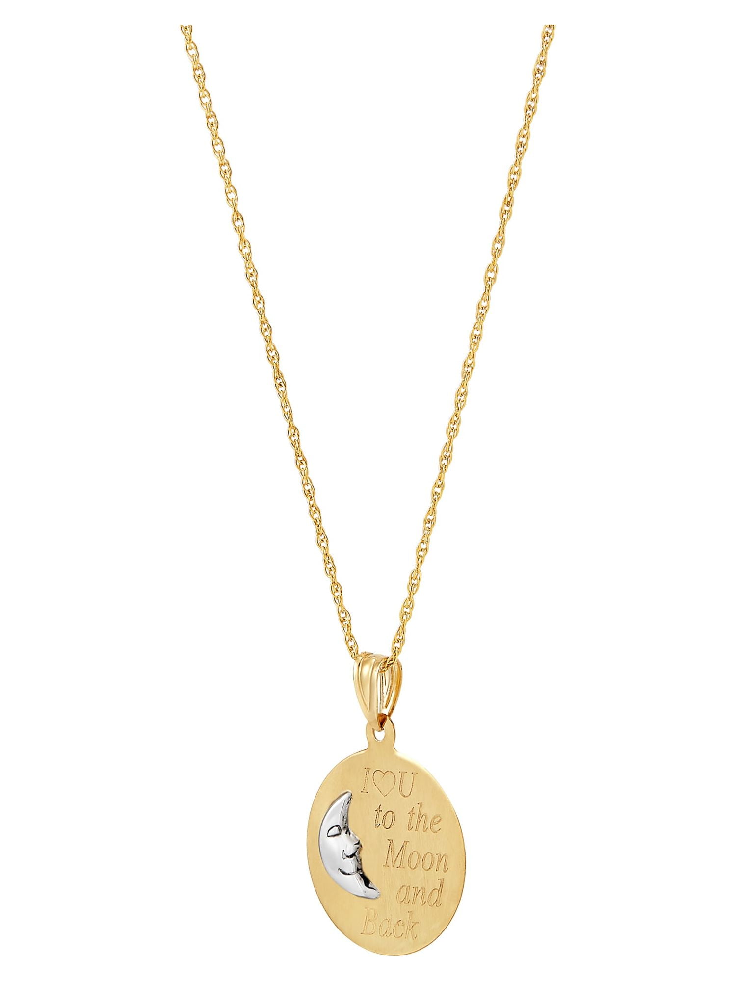 Brilliance Fine Jewelry 10K Gold Round Moon Disk with "I Love You To The Moon and Back" Pendant on 18" Gold Filled Chain - Image 3