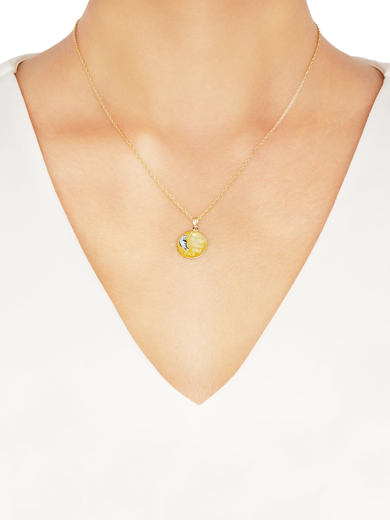 Brilliance Fine Jewelry 10K Gold Round Moon Disk with "I Love You To The Moon and Back" Pendant on 18" Gold Filled Chain - Image 2